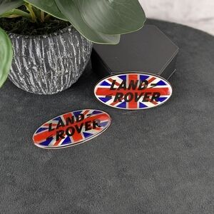 (2) Land Rover Union Jack British flag grille emblems badges nameplate decals